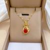 Red Lucky Bag Fashionable Light Luxury Temperament Gorgeous Full Diamond Necklace Female Versatile Collarbone Chain Titanium Steel Chain