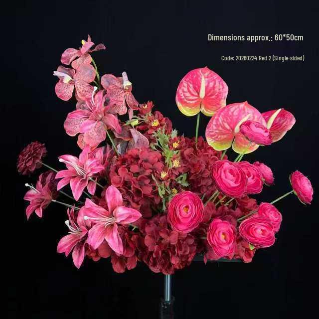 Red Series Wedding Celebration Hanging Flower Arch Arrangement for Engagement, Banquet, or Room Decoration