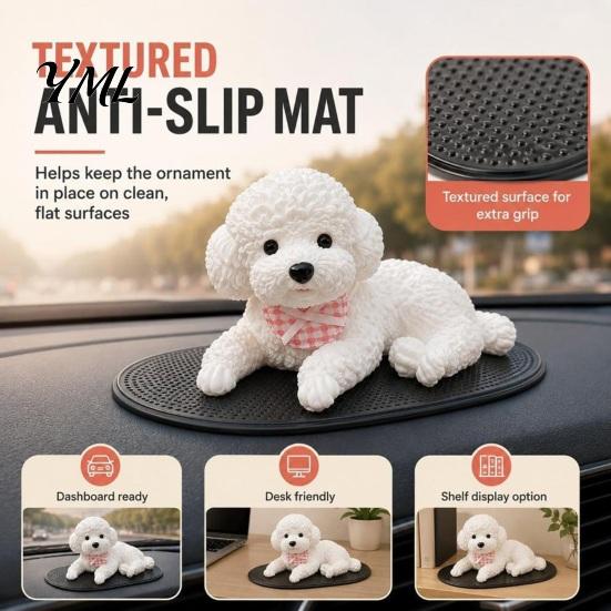 Dog Shape Calming Toys Stress Relief Toy for Car Dashboard Decor, Puppy Squeeze Animal Anti-Anxiety Sensory with Anti-slip Mat, Soft