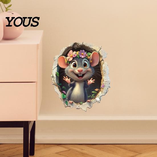 Versatile Wall Surface Stickers 3D Mouse Sticker, Realistic Easy Peel And Stick Decal, Waterproof Decorative Cabinet Door PVC Art for
