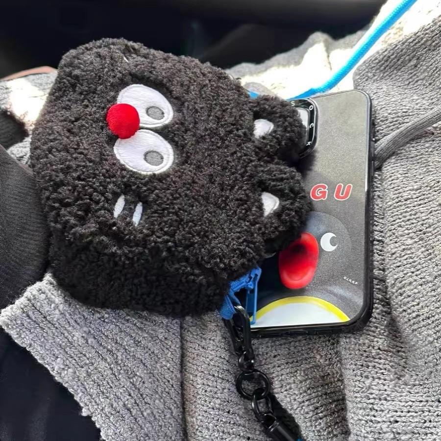 Niche Cute Cartoon Black Cat Fur Bag New Plush Versatile Change Oblique Span Bag Storage Cosmetic Bag Women