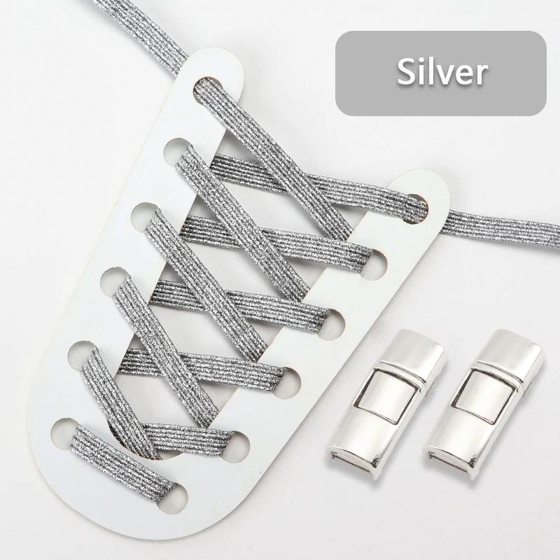Lock Shoe laces without ties Elastic laces Sneakers Kids Adult Flat No Tie Shoelaces Rainbow Glitter Shoelace Shoes Accessories