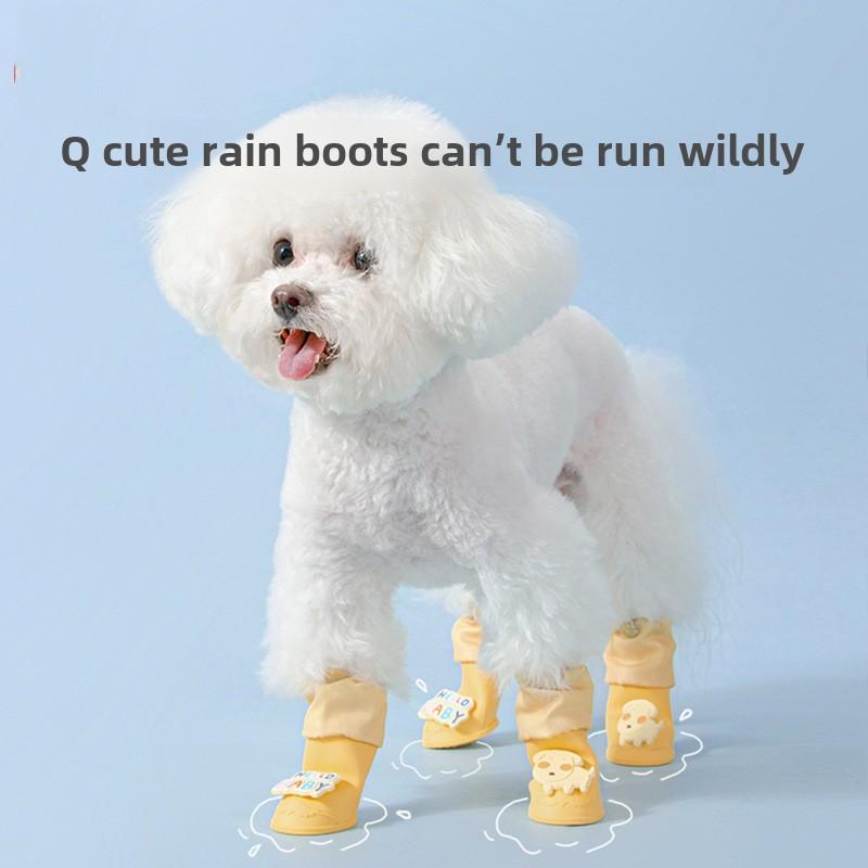 Cross-border Cartoon High-top Pet Silicone Rain Shoes Puppy Dog Going Out Non-slip Wear-resistant Waterproof Dog Shoes Teddy Foot Cover