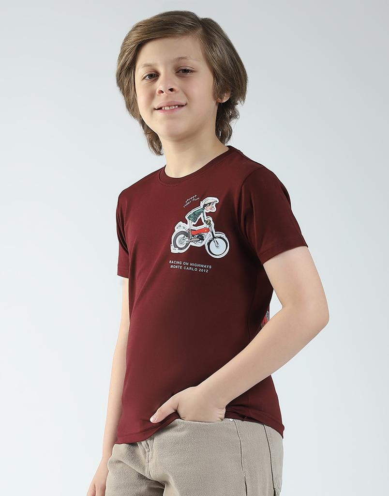 MONTE CARLO Boy's Regular Fit Printed Half Sleeve T-Shirt