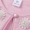 Flower Beaded Cotton Girls Knitted Cardigan Jacket Children's Small Shawl Matching Dress
