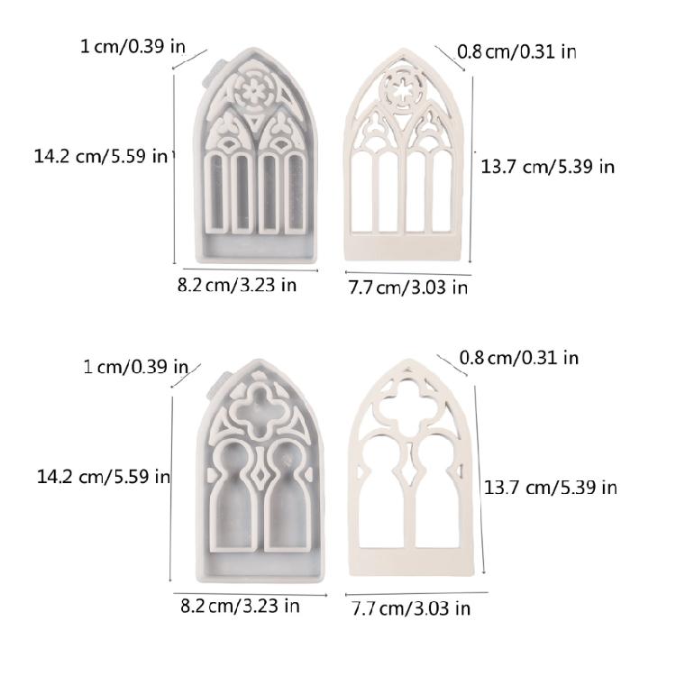 5pcs Candlesticks Silicone Molds Gothic House Candle Holder Castings Molds