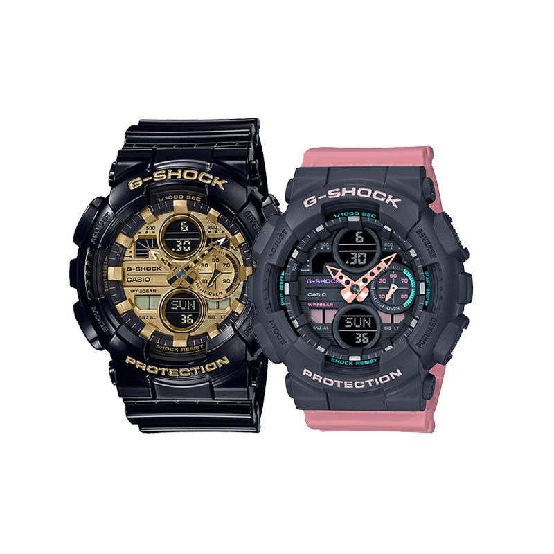 

Casio trendy sports waterproof and shockproof couple watch, quartz movement, resin strap, Japanese and Korean watch, same GA-140GB-1A1PR+GMA-S140-4APR чёрный