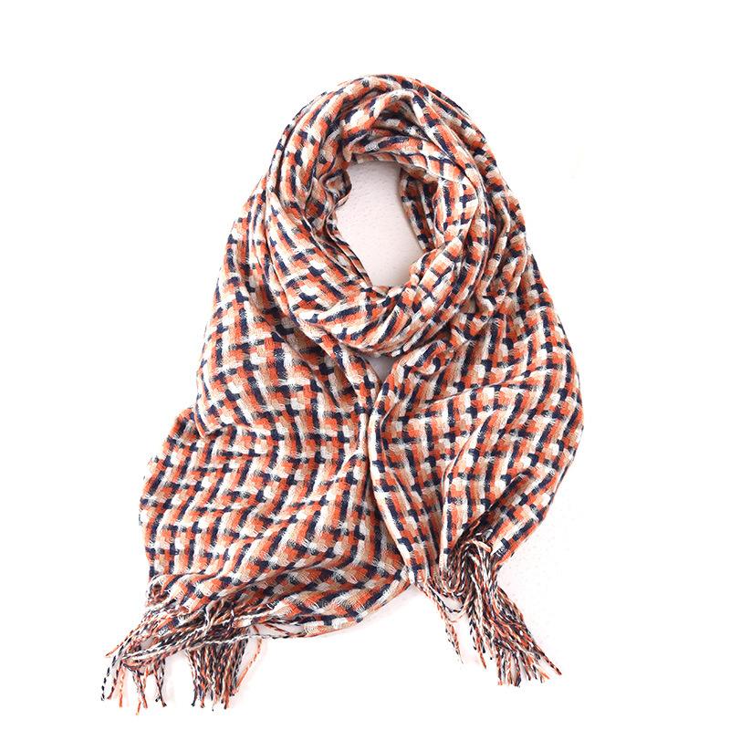 20252025 new plaid scarf women's winter versatile tassel literary soft skin-friendly outer decorative shawl