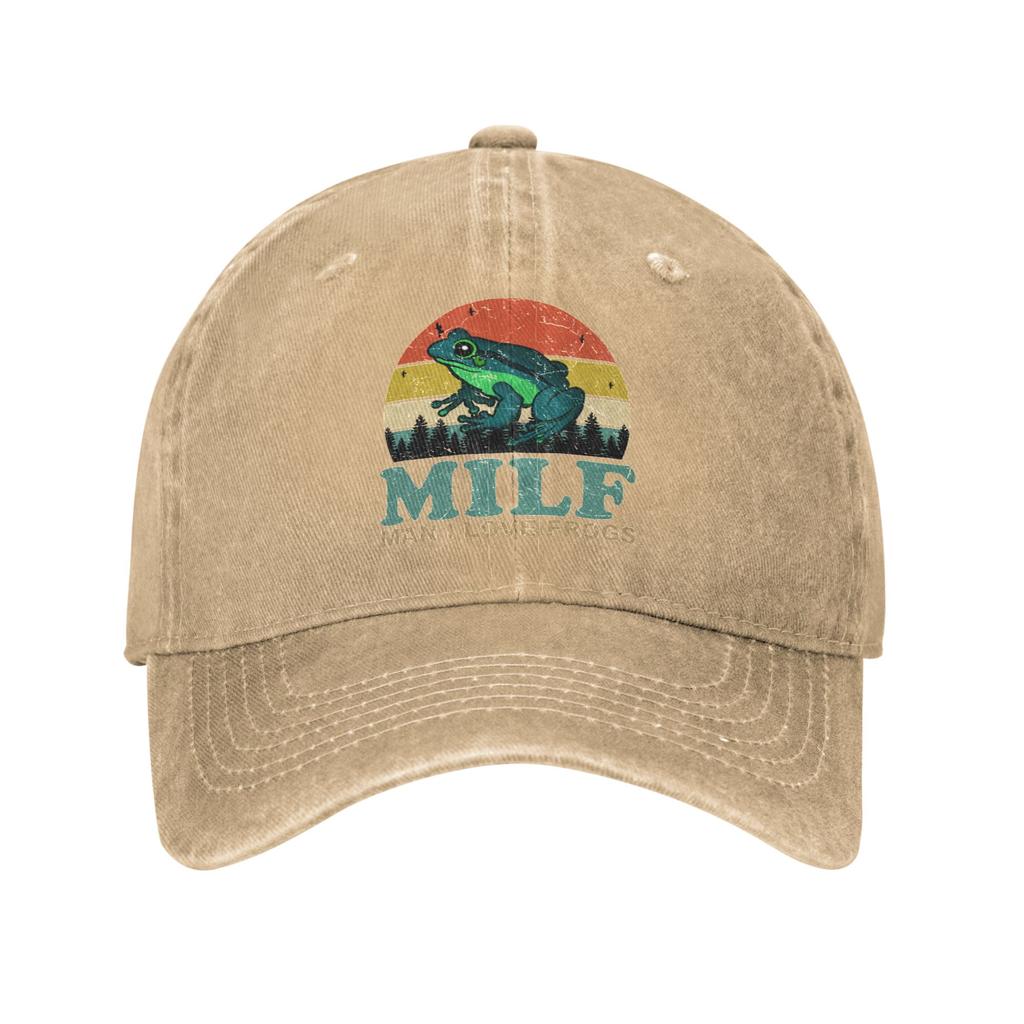 MILF Unisex I Love Frogs Unisex Style Baseball Caps  Distressed Washed Hats Cap Fashion Outdoor Summer  Gift Sun Cap