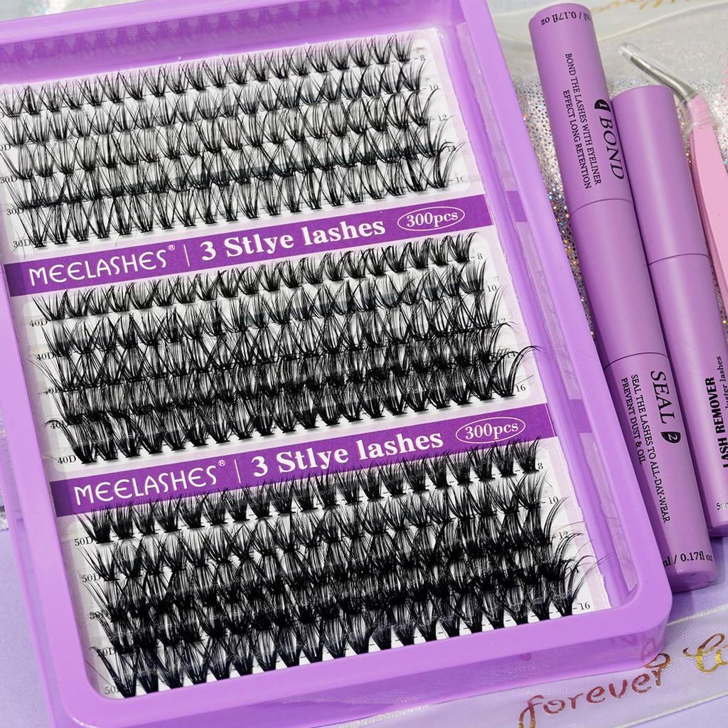 Cross-Border DIY Individual Cluster Lashes: Dense, Thick, Long, Root-by-Root, Clear Mixed, Large Capacity.