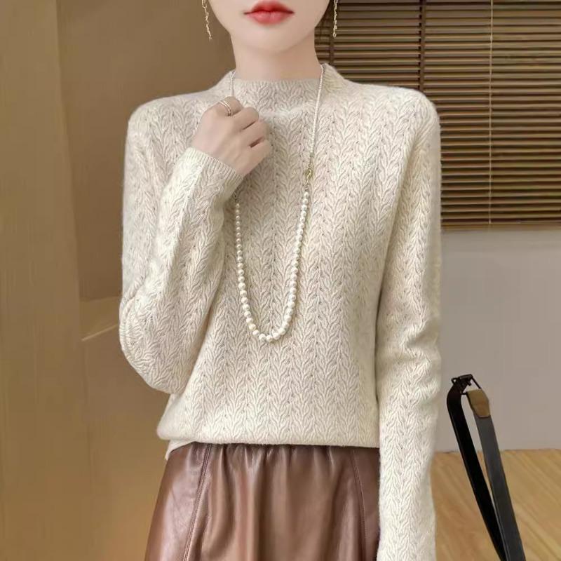 24 Autumn and winter new pullover sweater women's Andy velvet semi-turtleneck knitted bottoming shirt women's slim factory