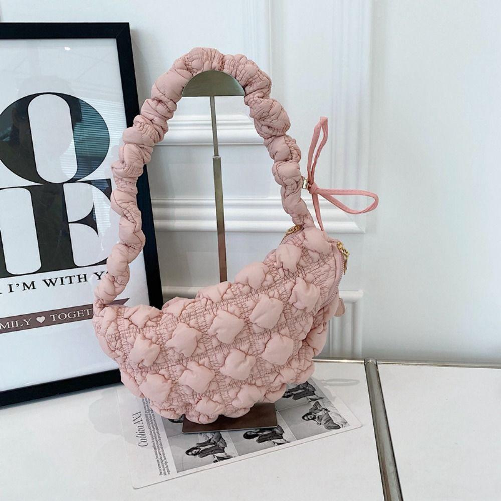 Dumplings Bag Rhombus Plaid Handbag Korean Style Bubble Cloud Bag Cute Korean Shoulder Bag  Lady