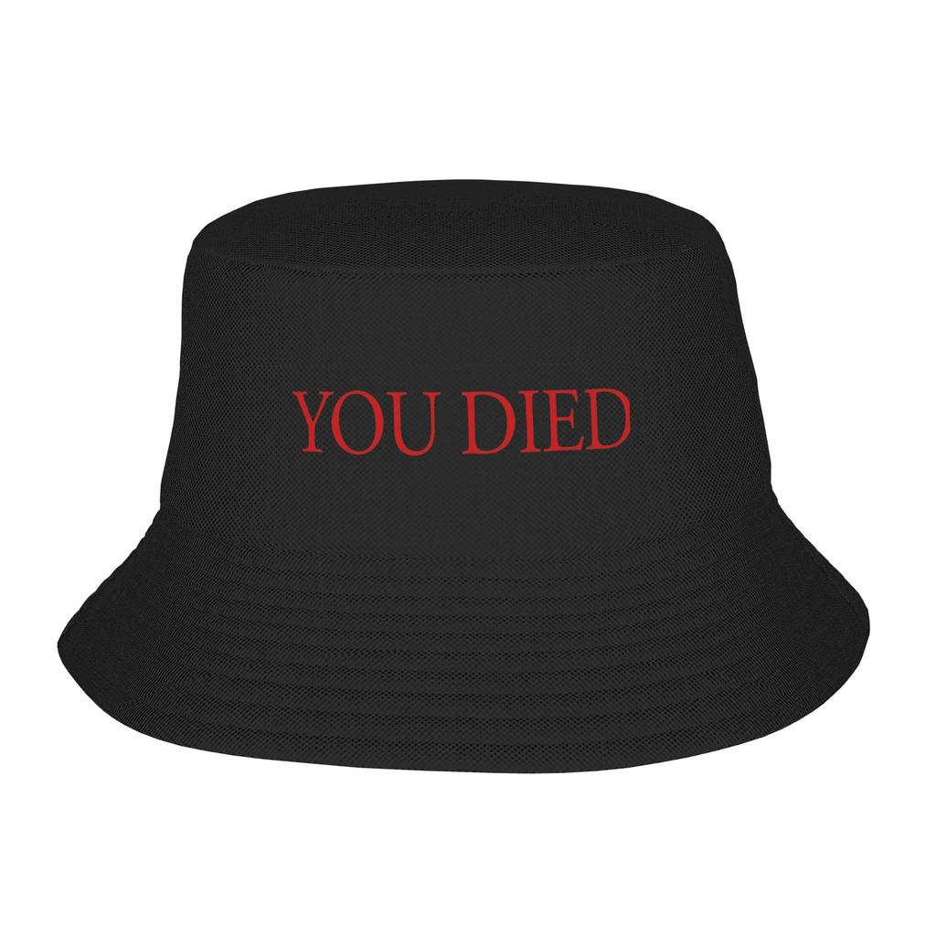 Unisex You Died Red Bucket Hat Breathable Fisherman Hats Summer Fashion Travel Hiking Caps Streetwear Graphic Sunscreen Hat