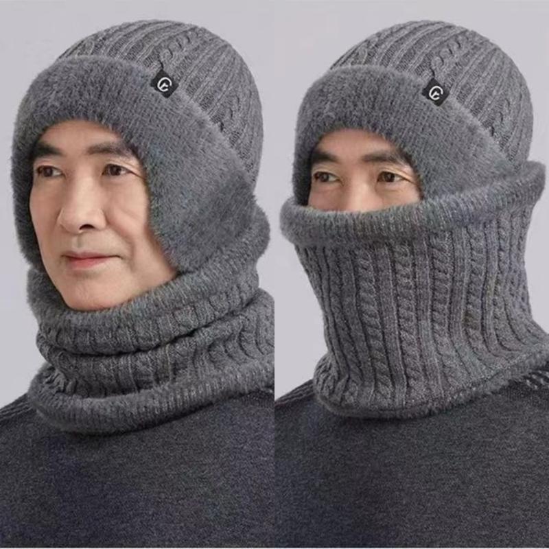 Outdoor Men Autumn Winter Knitted Hat  Casual Warm Bomber Hats Cycling Ear Protection Hats Elderly Cold Thick Cap