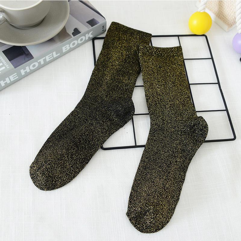 Bunte Sexy Glänzende Socken Koreanische Styles Goldene Silberne Seidenstrümpfe Luxuriöses Design Hohe Qualität Damenstrümpfe