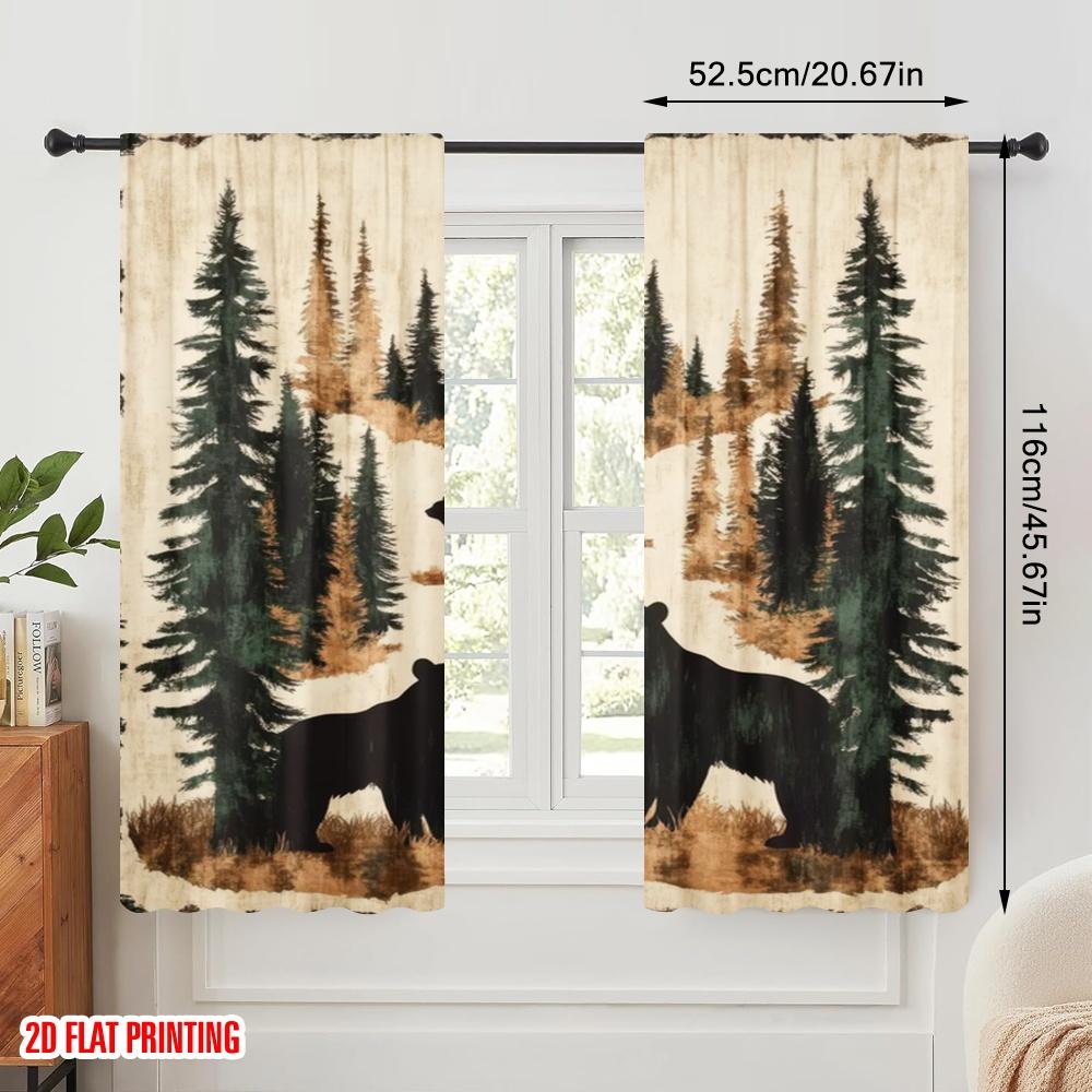 2 st, 2D tryck Populära gardinpaneler Skog Björnar Mångsidigt polyestertyg (utan spö) Alla årstider för sovrum,
