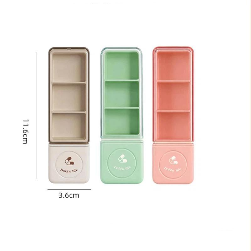 Portable Pill Organizer Integrated Pill Cutter Airtight Moisture-proof Small Pill Case for Students Dorm Daily Medication Storage