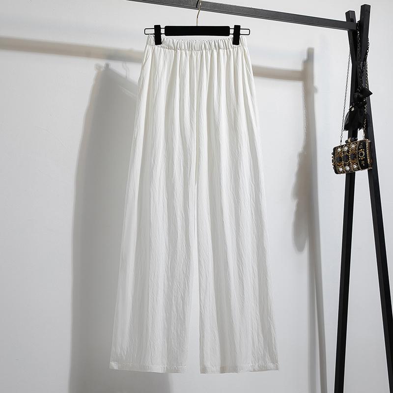 Dimanaf 2025 Summer Plus Size Pants High Waist New Wide-leg Pants Women Fashion Loose Pleated Vintage Pants