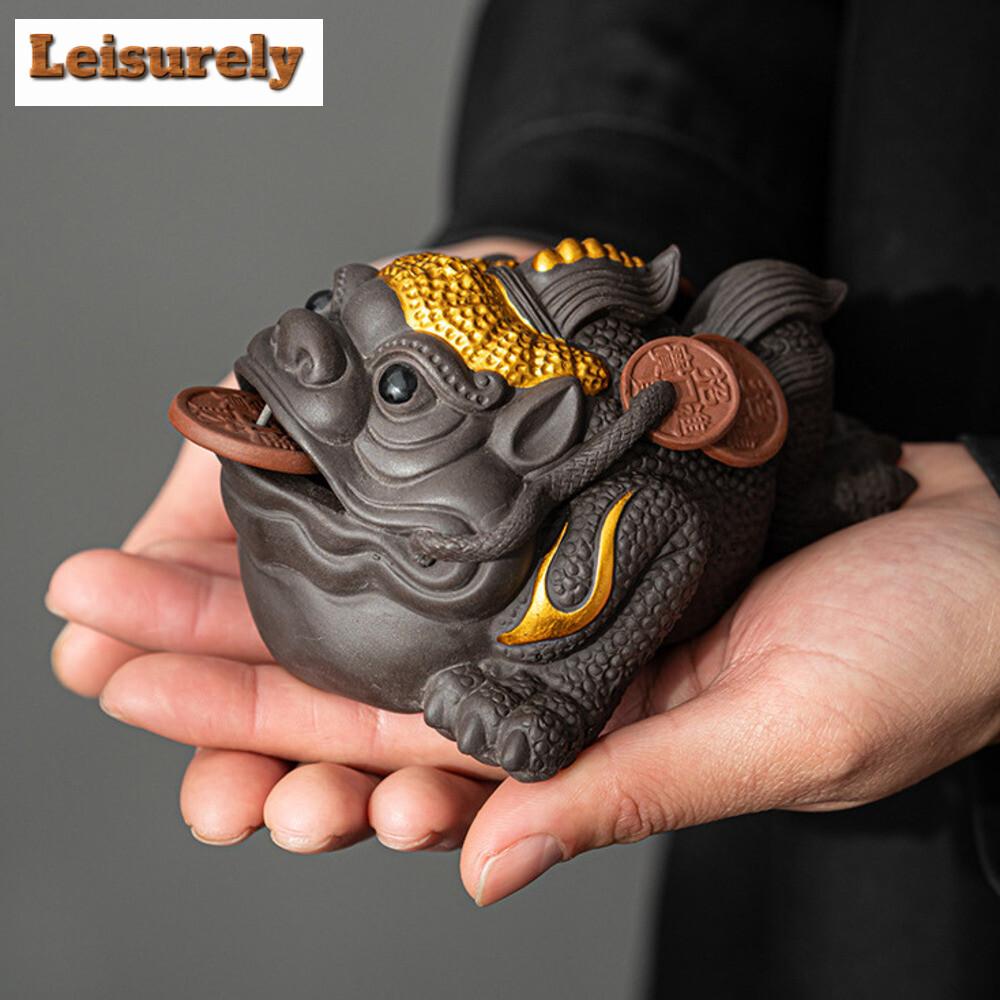 Purple Sand Golden Toad Tea Pet Small Ornaments Attract Wealth and Can Be Raised Mud Personalized Tea Play Toys Sculpture Crafts