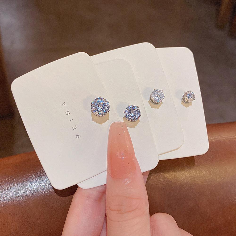 1Pc Magnetic Non Piercing Earrings Zircon Crystal Faux Diamond Ear Clips Simple Stud Jewelry For Women Men Girls