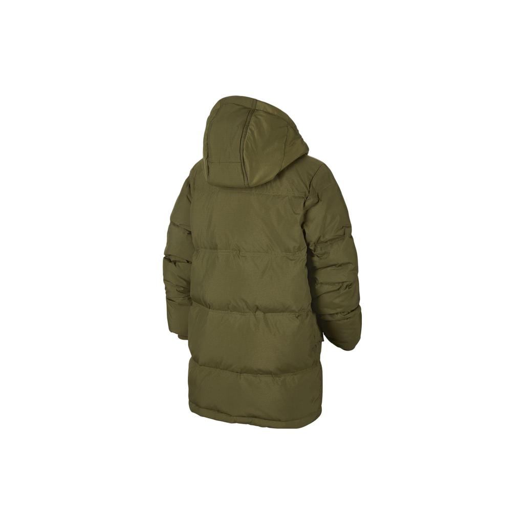 Jordan Pure Color Casual Hooded Large Pocket Down Jacket Kids Outerwear Canvas-Olive-Green FV2740-398