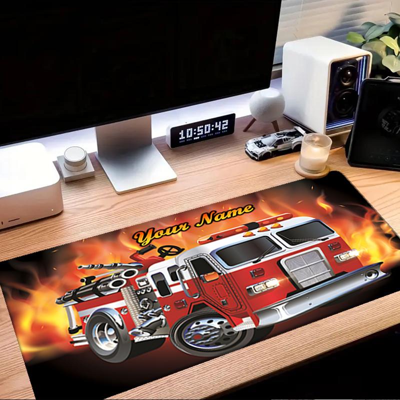 1PC Custom Name Fire Truck Artwork Mouse pad, keyboard and mouse desk pad, for computer notebook Birthday Gift For Any Room Or Office
