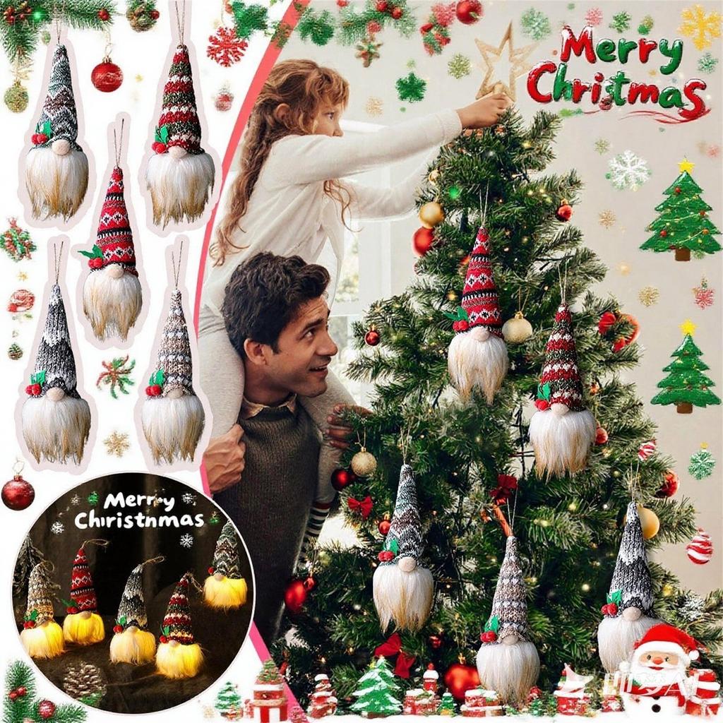 Luminous Faceless Doll Christmas Tree Pendant Creative Dwarf Plush Doll Window Display Christmas Decorations