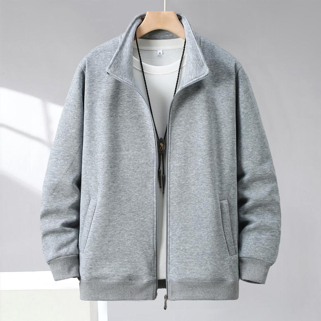 Men's Winter Stand-Up Collar Cardigan Coat - Simple, Fashionable, Long Sleeve