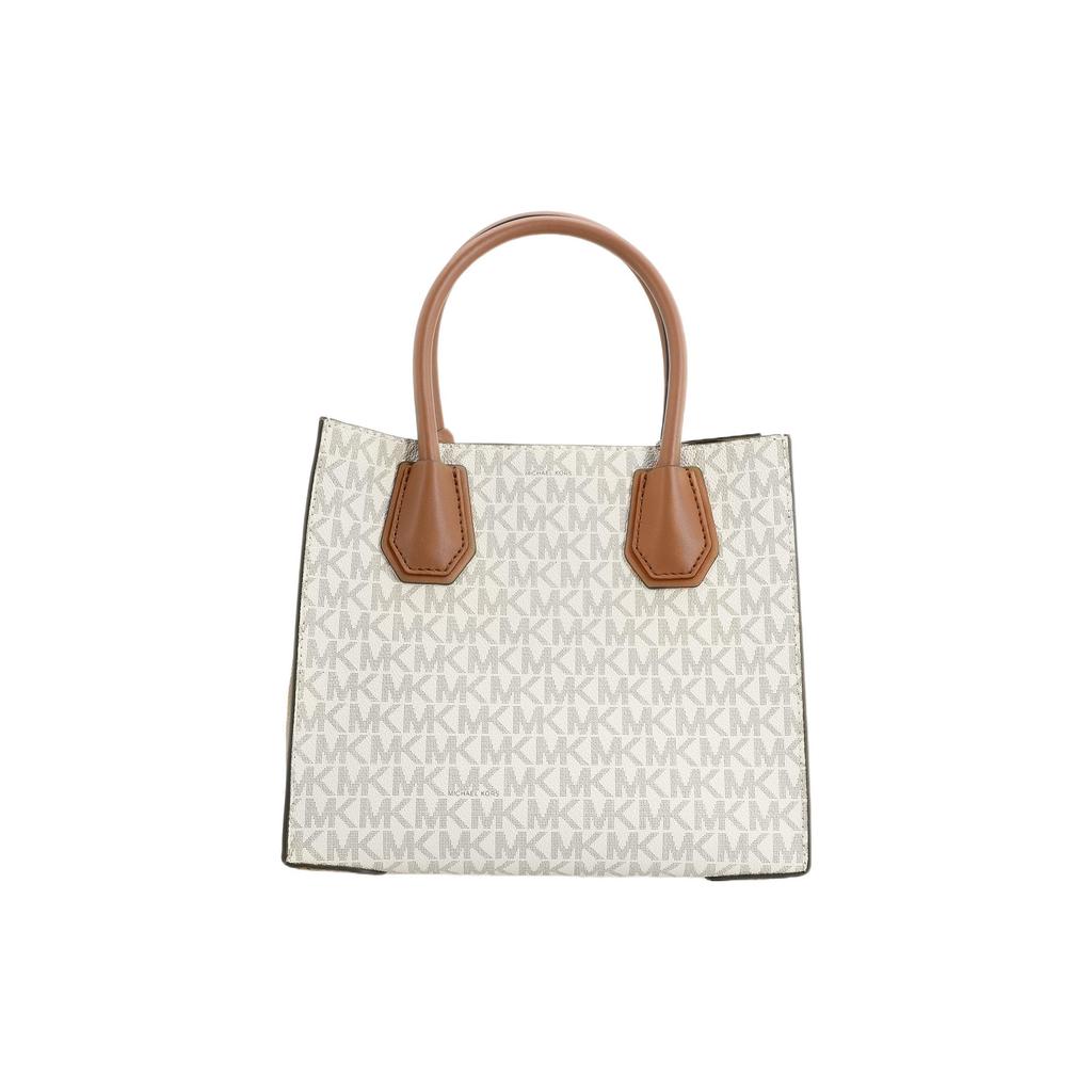Michael Kors Classic Vintage Monogram Print Commuter Letter Accordion Tote Bag Women Handbags Vanilla-White 35S1GM9M2B-VANILLA