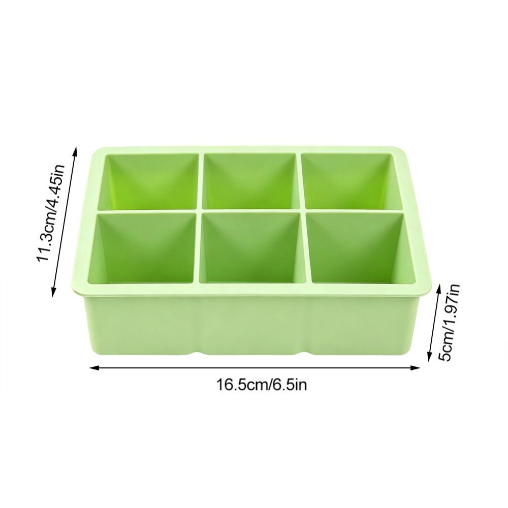 2 pcs Silicone Ice Cube Maker 6 Cavities Square Ice Cube Mold Ice Cube Tray  Cocktails Making зелёный