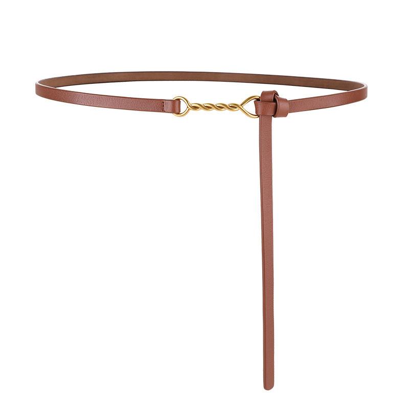 Genuine Leather Womens Slim Belt With Metal Buckle For Office And Casual Wear