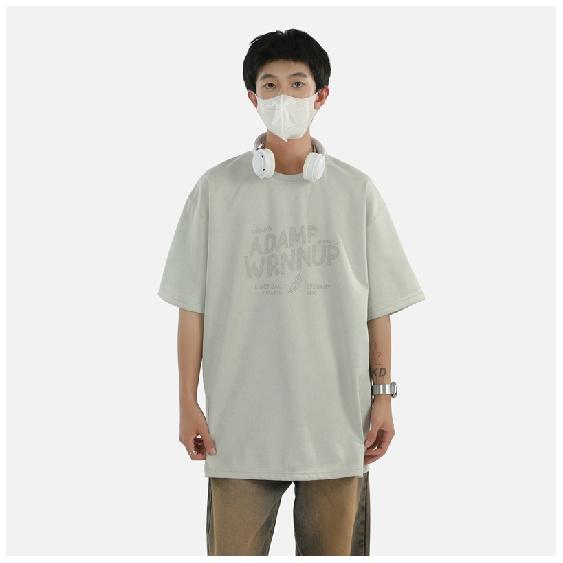 Short Sleeve t T-shirt Men's Fashion Brand Summer Loose Half Sleeve Fashion ins Simple Printed Top