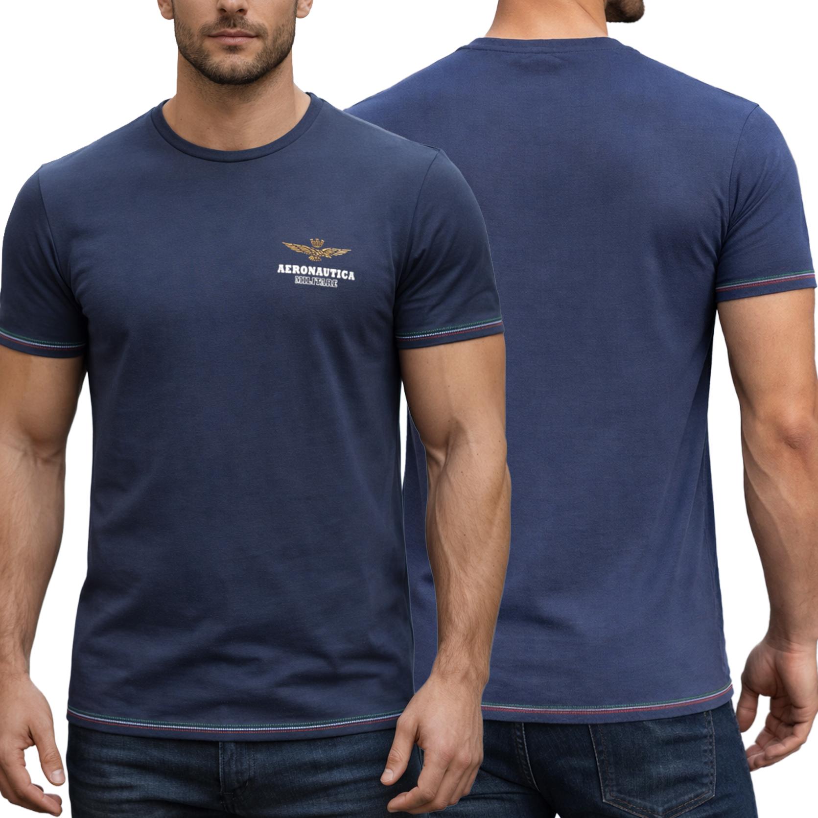 SuperMerchantEU Aeronautica Militare marineblauwe t-shirt heren crew-neck SCOTI003J508-08184 XL