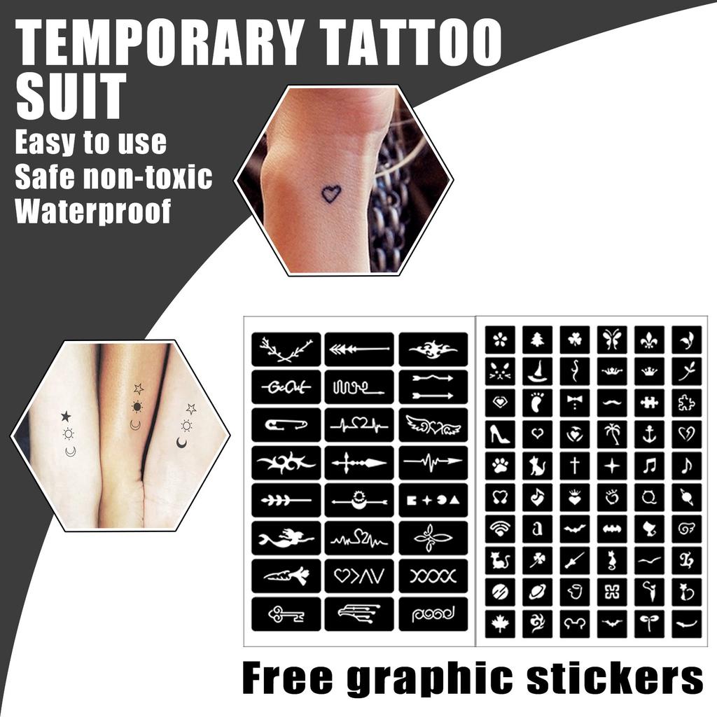 Kit de tatuajes temporales impermeables para arte corporal plantillas decorativas para la piel