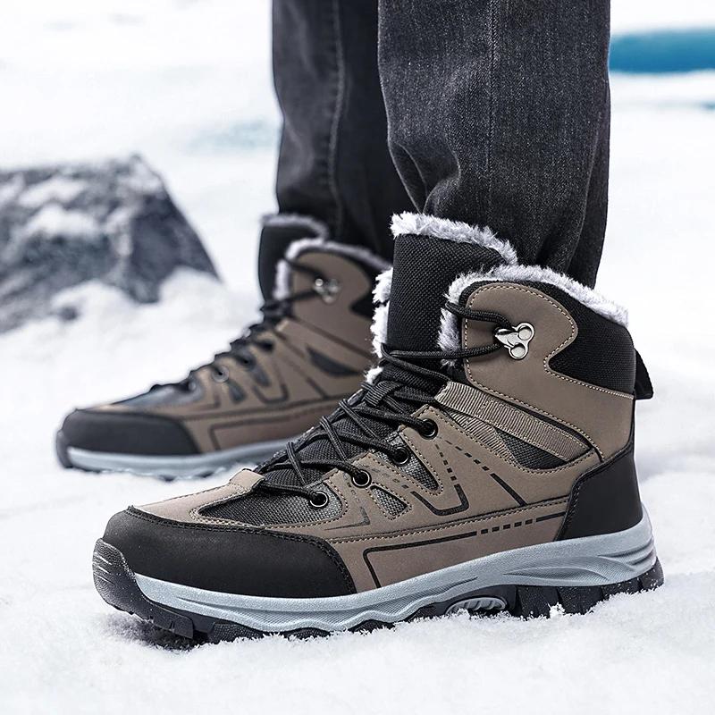 Mens Boots Climbing Hiking Shoes Waterproof Sneakers Men Winter Outdoor High Quality Non-Slip Sneaker Forest Trekking Snow Boots