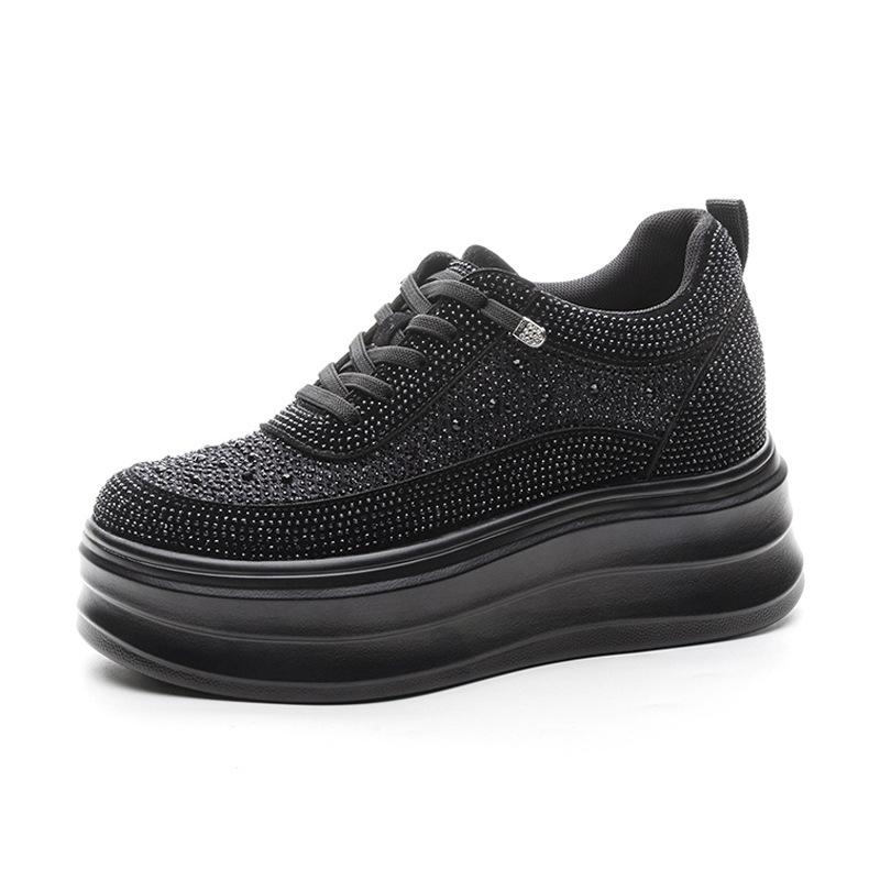 Fashion 9CM 2025 Women's Spring Summer Shoes Fashion Rhinestone Female High Heels Shoes Breathable Mesh Women Summer Rubber Sole Shoe