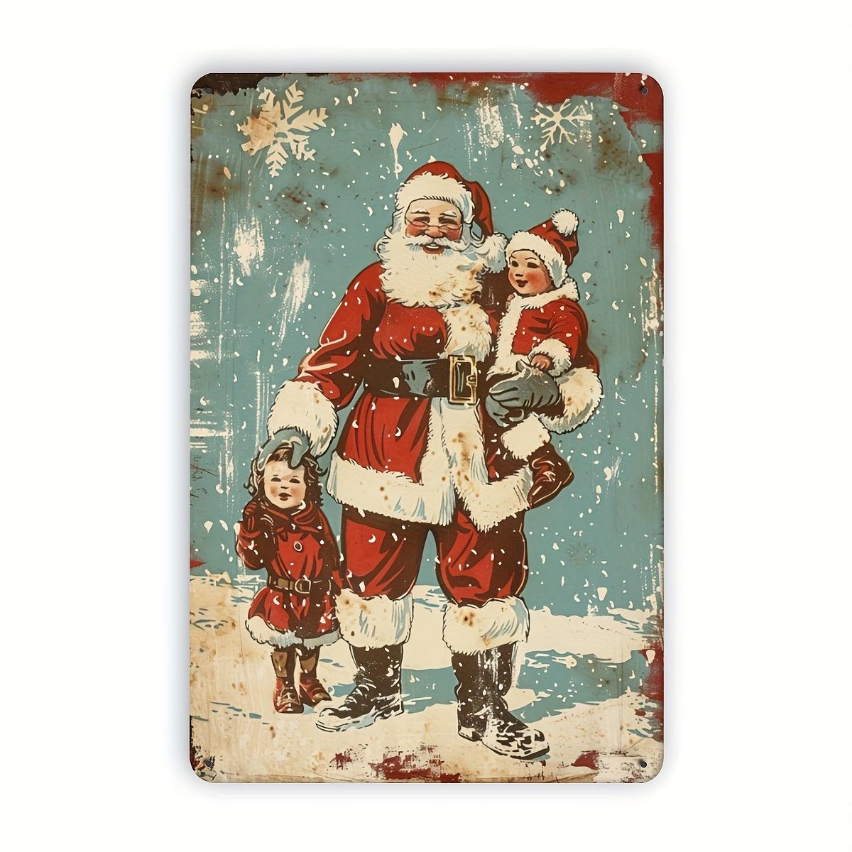 

Santa Claus Iron Tin Sign Christmas Wall Art Decor for Home Living Room Bedroom Holiday Decoration 20x30cm（7.8x11.8inch）