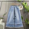 Dimanaf Plus Size 2025 Women Jeans Shorts Pants Summer Loose Basic High Waist Oversized Wide Leg Pants Elastic Waist