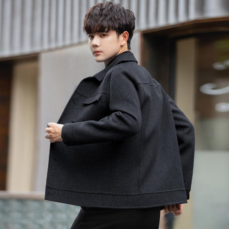 Men's Jacket Woolen Jacket Autumn and Winter Korean Version Slim-fitting Trendy Double-sided Wool Men's Casual Short
