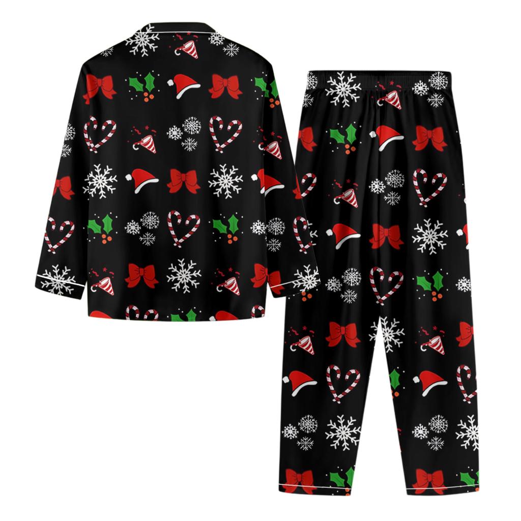Women's Casual Fashion Christmas Print Long-Sleeve Top And Pants Homewear Set