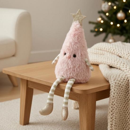 Festive Atmosphere Soft Furnishings Christmas Tree Plush Ornament with Dangling Legs, Cute Stuffed Figure, for Home Doll Living Room Sofa And