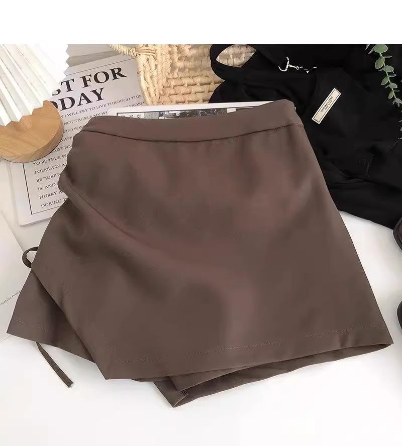 Women's Spring 2024 High-Waist Pleated A-Line Skirt with Drawstring - Fashionable Slim Korean Style Skirt Pants