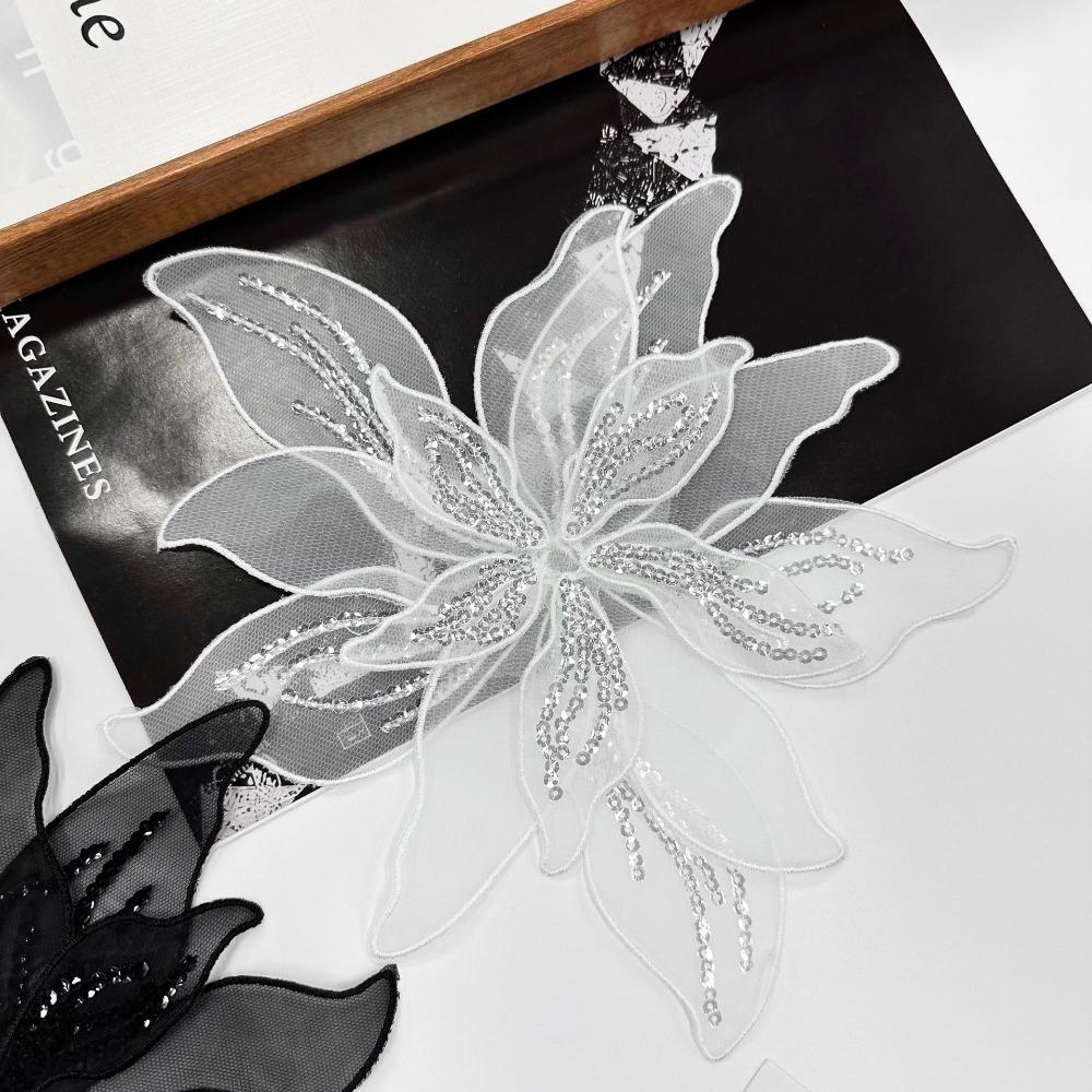 New Lace Organza Flower Patch Multi-layer DIY Embroidery Studded Patch Hand-made Dress Cloth Pin Corsage Accessory