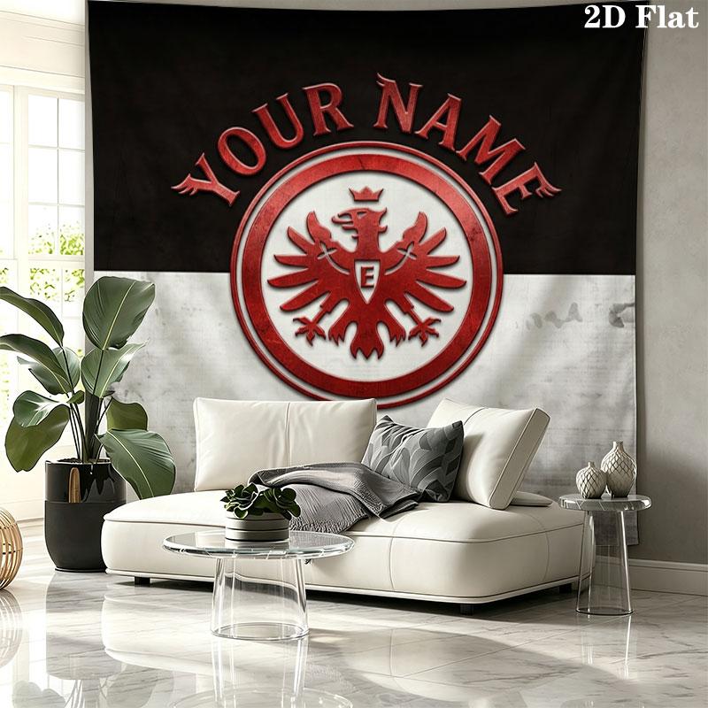 Eintracht Frankfurt Custom Name Wall Tapestry Aesthetic Wall Hanging Printed Fabric Blanket Decorative Tapestries for Bedroom Living Room Home Decor
