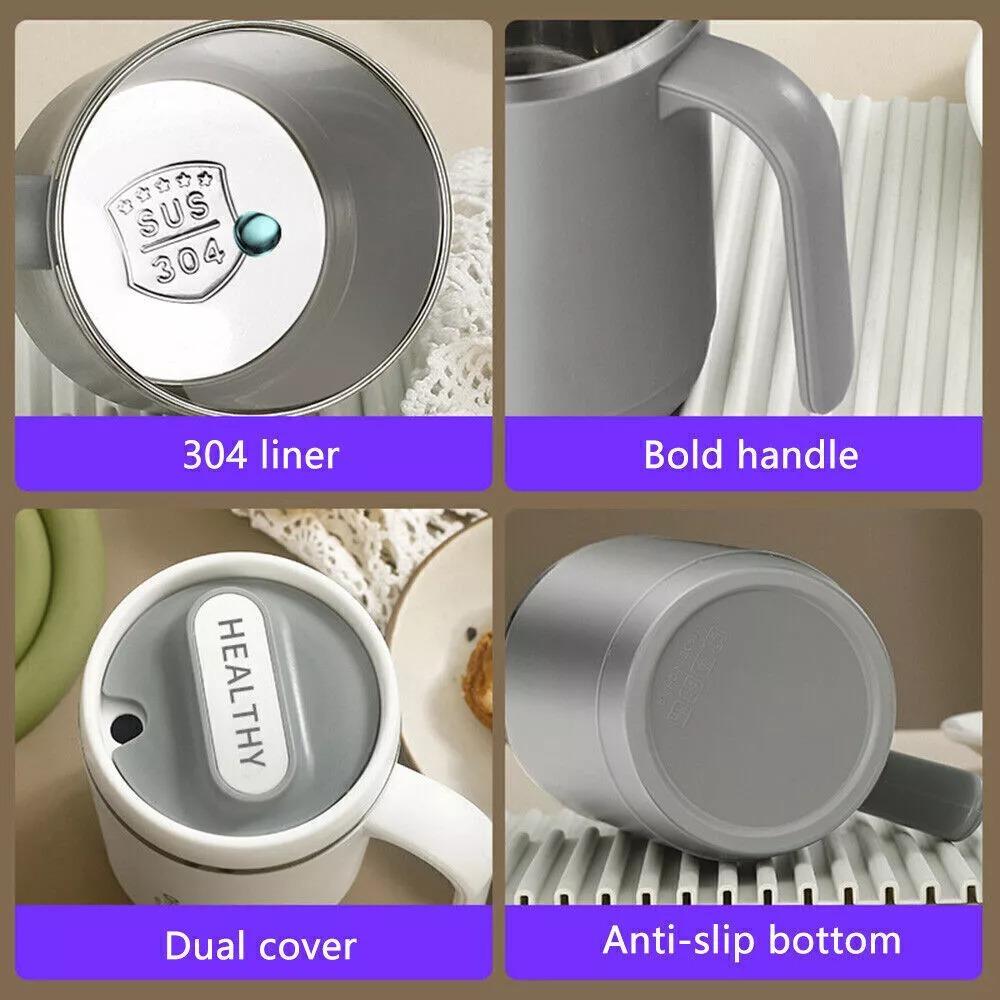 500ML Isolierte Kaffeetasse Reisebecher Thermosflasche aus Edelstahl mit Strohhalm