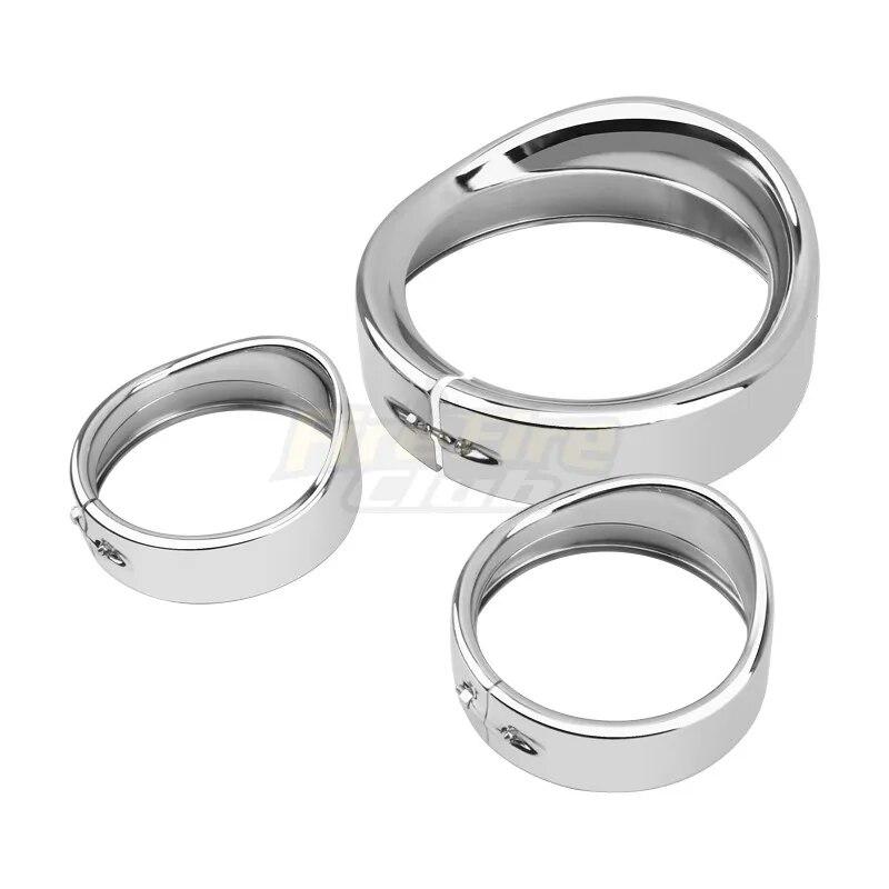 Motorcycle 7" Headlight Trim Ring Visor Style 4.5" Fog Light Cover For Harley Touring Road King Electra Glide Softail FLD/FLH