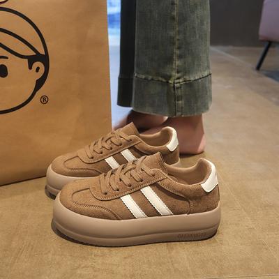 Cowhide Version~ Platform Women's Shoes Autumn New Versatile Leather Sports Shoes Casual Board Shoes Women's