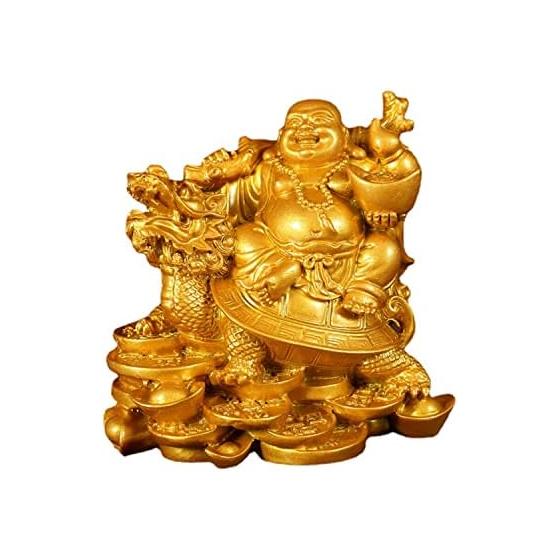 Lhyxuuk Hotei Ornament Good Luck Seven Lucky Gods Hotei Buddha Statue Hotei Sitting on a Dragon Tortoise Maitreya Bodhisattva Ornament Luck with
