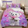 Bear Doll Pattern Bedding Quilt Set Quilt Cover Pillowcase Home Decoration Birthday Gift (1 * Duvet Cover + 2 * Pillowcase, Without Core)