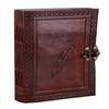 Leather Diary Embossed with Antique Designs and Lock. Use for Sketchbook, Scrapbook, Drawing, Writing